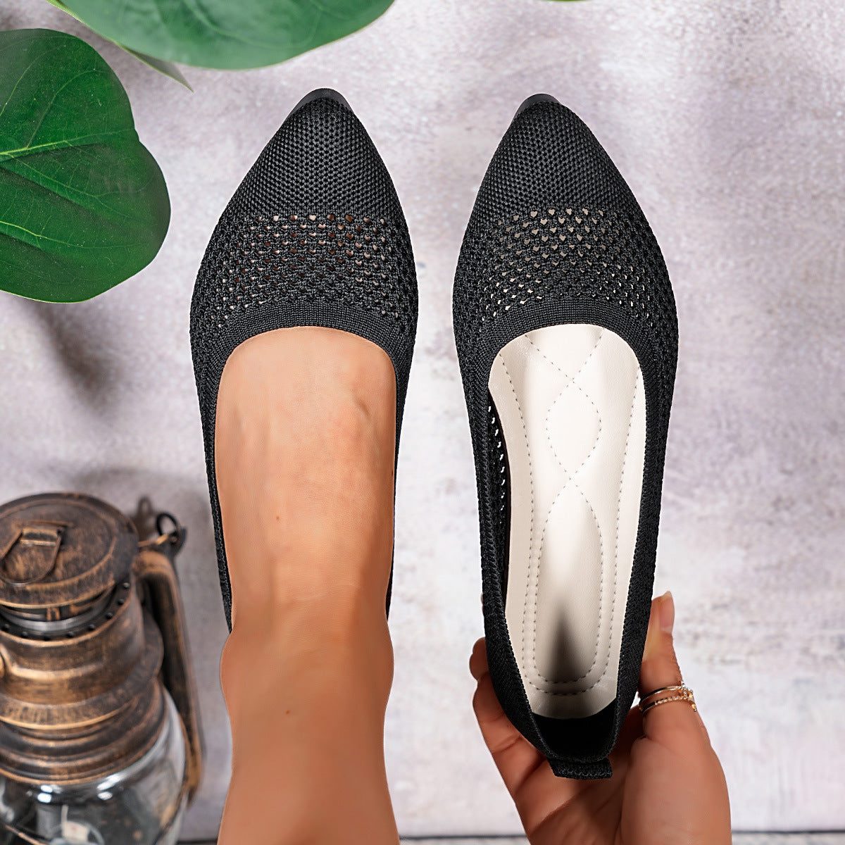 Damen elegante Ballerinas aus atmungsaktivem Mesh-Material EB