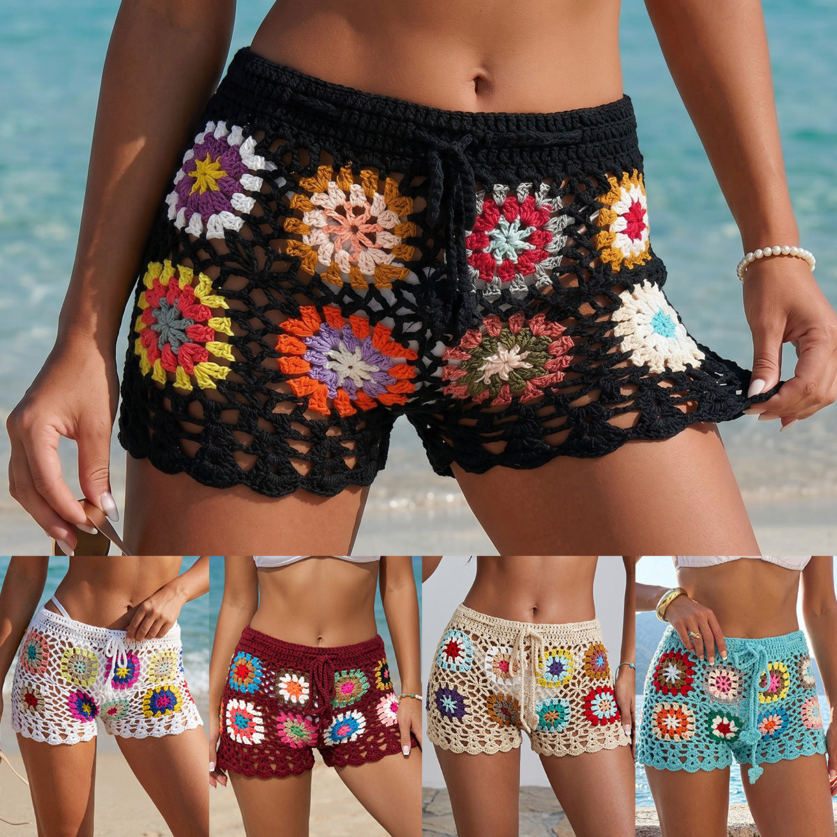 Damen-Häkel-Strandshorts