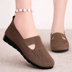 Damen Bequeme Slip-On Freizeitschuhe mit atmungsaktivem Strickdesign EB