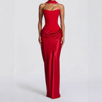 Damen Elegantes Langarm-Maxikleid mit raffinierten Drapierungen EB