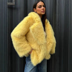 Damen Kuscheliger Oversize Kunstfellmantel EB