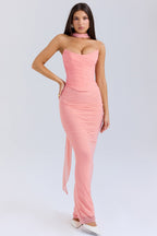 Damen Elegantes Couture-Maxikleid mit schulterfreiem Design und raffinierten Drapierungen EB