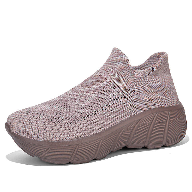 Unisex nan nahtloser Strick-Überziehschuh mit skulpturierter Plateau-Laufsohle und orthopädisch geformter Fersenführung EB