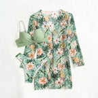 Damen Strandkimono mit tropischem Blattmuster EB