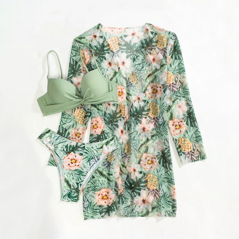 Damen Strandkimono mit tropischem Blattmuster EB