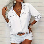 Damen lässige Bluse mit Taschen EB