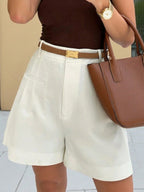 Elegante High-Waist Culotte-Shorts mit Falten
