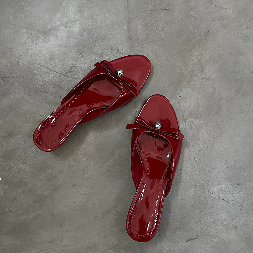 Damen Badeschuhe mit modischem Punkteüberwurf und raffiniertem Schleifendesign EB
