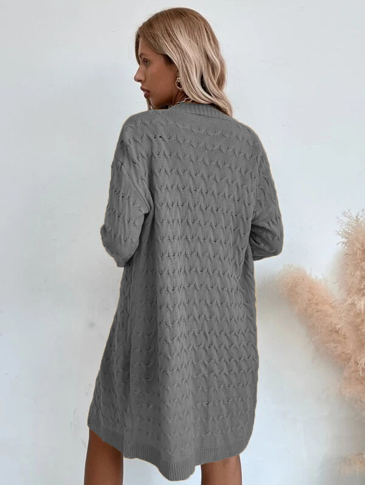 Damen Großer Strickmantel mit strukturiertem Muster und lässigem Schnitt EB