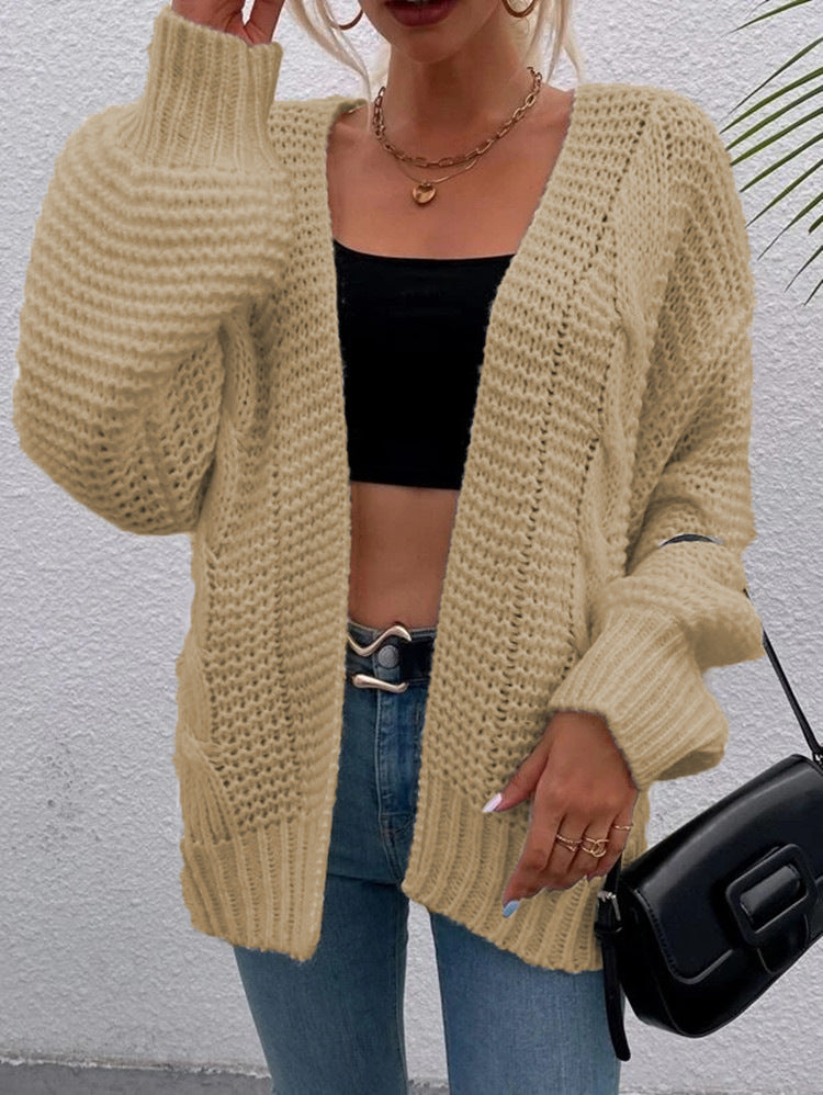 Damen Grober Strickcardigan mit tiefen Taschen und lässigem Schnitt EB