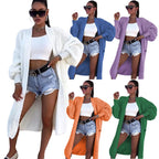 Damen Langer Strickmantel mit oversized Ärmeln und praktischen Taschen EB