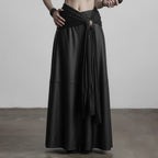 Damen eleganter Satin-Abendrock mit raffinierten Rüschen und Spitzenakzenten EB