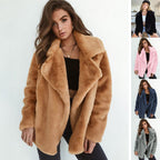 Damen Fleece-Mantel mit weitem Kragen und modischem Schnitt EB