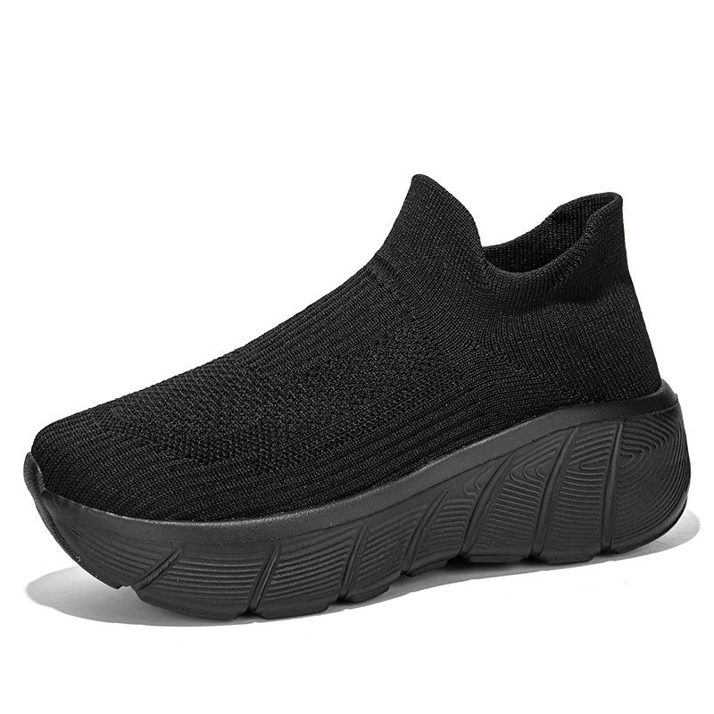 Unisex nan nahtloser Strick-Überziehschuh mit skulpturierter Plateau-Laufsohle und orthopädisch geformter Fersenführung EB