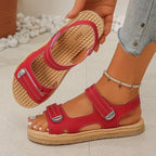 Damen Bequeme Riemchen-Sandalen mit verstellbaren Klettverschlüssen EB