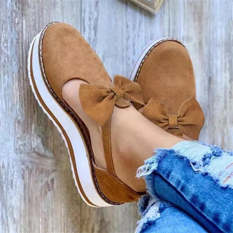 Damen bequeme Ballerinas mit Schleifendetail und rutschfester Sohle EB