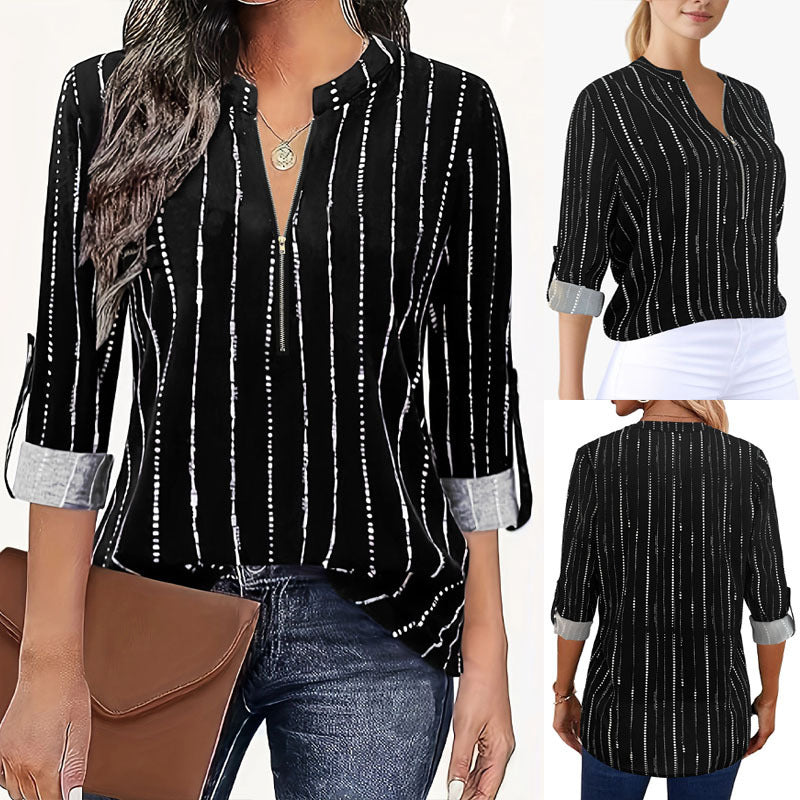 Damen Casual Bluse mit stilvollem Streifenmuster EB