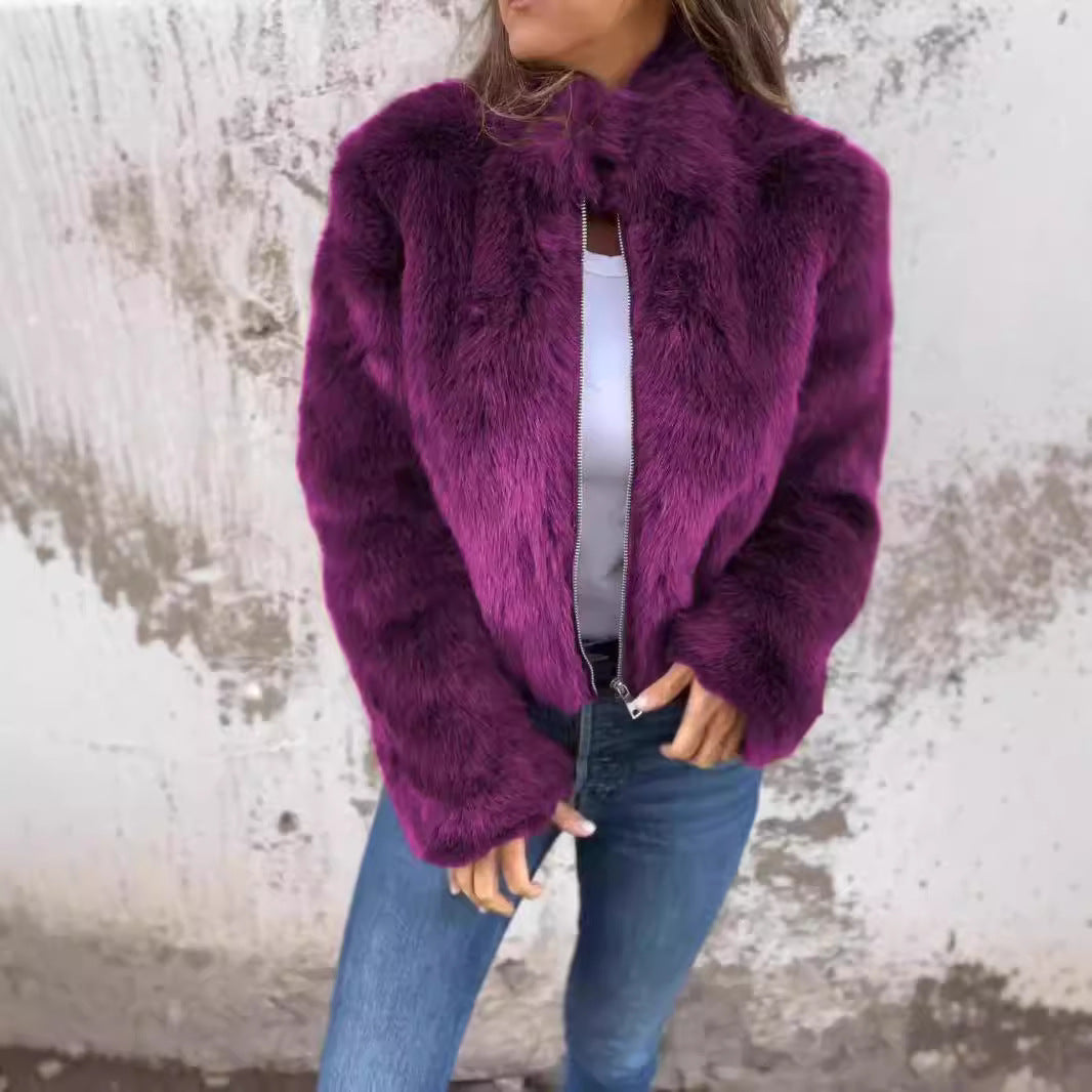 Damen Kunstpelz-Bomberjacke EB