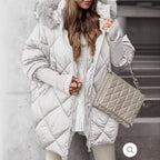 Damen gestepptes Winterparka mit abnehmbarer Kapuze EB