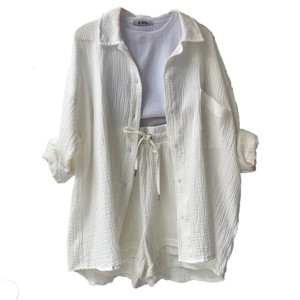 Lässiges Oversized-Shirt und Shorts-Set für Damen