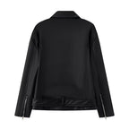Damen Kunstleder Bikerjacke mit praktischen Reißverschlusstaschen und Gürtel EB