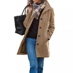 Damen Eleganter Wollmantel mit praktischen Taschen und klassischem Revers EB