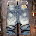 Herren Destroyed Denim-Shorts mit stylischen Rissen und Vintage-Details EB