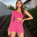 Damen asymmetrischer Jumpsuit mit raffiniertem Cut-Out und Gürtel EB