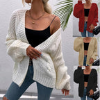 Damen Grobe Strickjacke mit offenem Schnitt und praktischen Taschen EB
