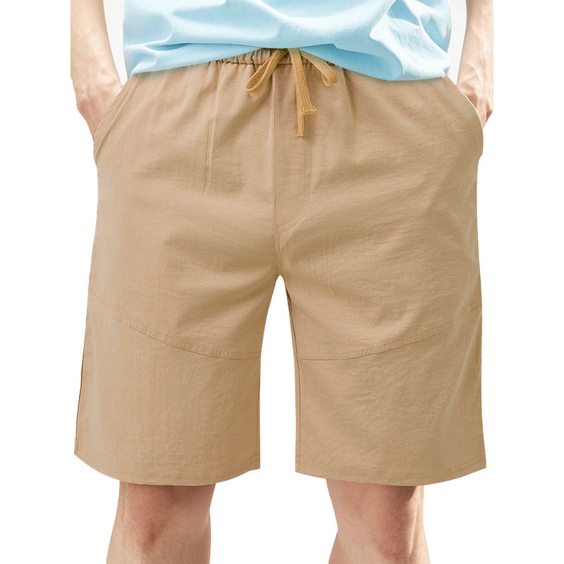 Knie lange Leinen-Mix-Shorts für Herren mit Kordelzug