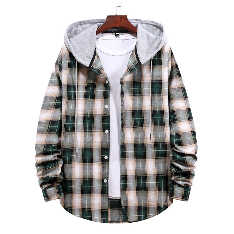 Damen Karierte Flanelljacke mit Kapuze EB