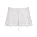 Damen kurzer Oberrock mit verstellbarem Bund und floralem Stickdesign EB