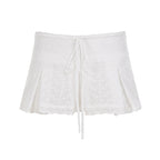 Damen kurzer Oberrock mit verstellbarem Bund und floralem Stickdesign EB