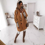 Damen lässiger Oversized-Mantel mit doppeltem Knopfverschluss EB