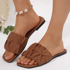 Damen Bequeme Slip-On Sandalen mit modischem Rüschen-Design EB