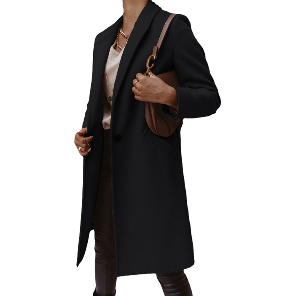 Damen Eleganter Wollmantel mit schmaler Silhouette und praktischen Taschen EB