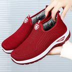 Damen Bequeme Slip-On Freizeitschuhe mit atmungsaktivem Strickdesign EB