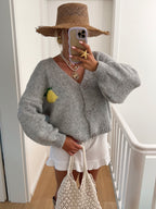 Damen Grobstrick Cardigan mit fröhlichem Motiv EB