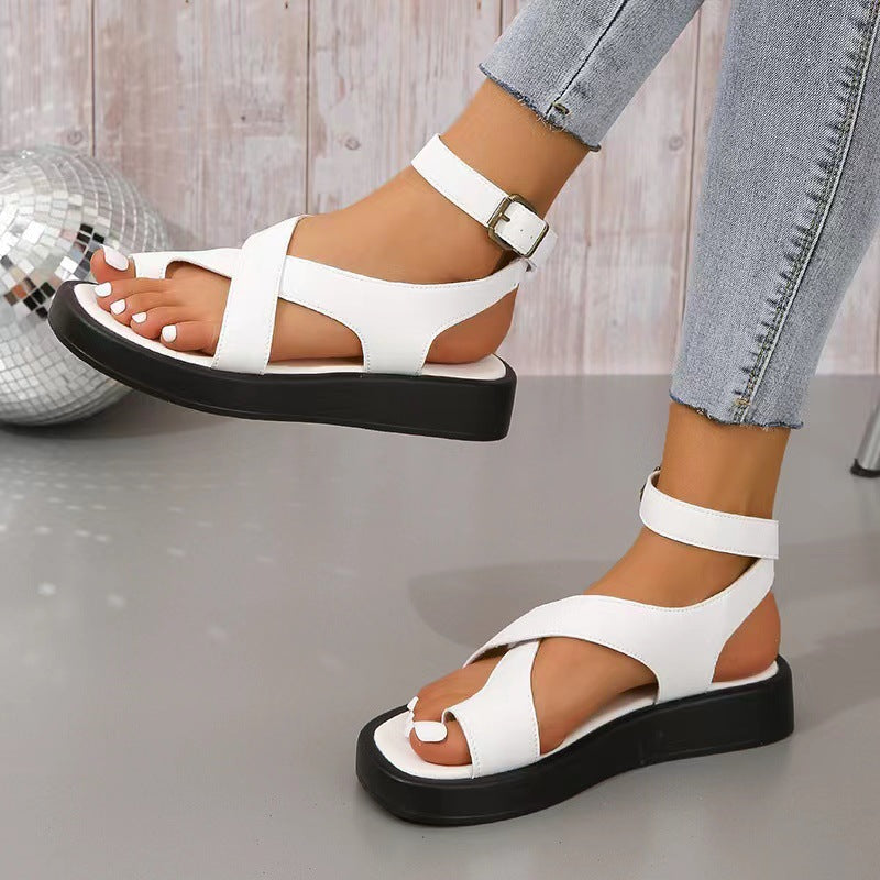Damen Bequeme Riemchen-Sandalen mit ergonomischer Fußbett und flexiblem Riemendesign EB