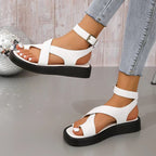 Damen Bequeme Riemchen-Sandalen mit ergonomischer Fußbett und flexiblem Riemendesign EB