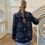 Damen Bomberjacke mit floralem Print und Knopfverschluss EB