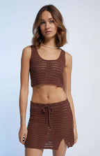 Damen gehäkeltes Strand-Set mit Crop-Top und Minirock EB