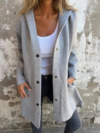 Damen nan Kapuzenmantel mit Druckknopfleiste und geradem Oversize-Schnitt EB