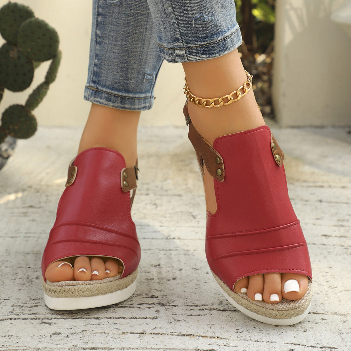 Damen bequeme Zehentrenner-Sandalen mit elastischem Riemen und rutschfester Sohle EB