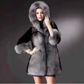 Damen Eleganter und warmer Kunstpelzparka mit Kapuze EB