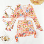 Damen Crop-Top und Wickelrock-Set mit floralen Details EB