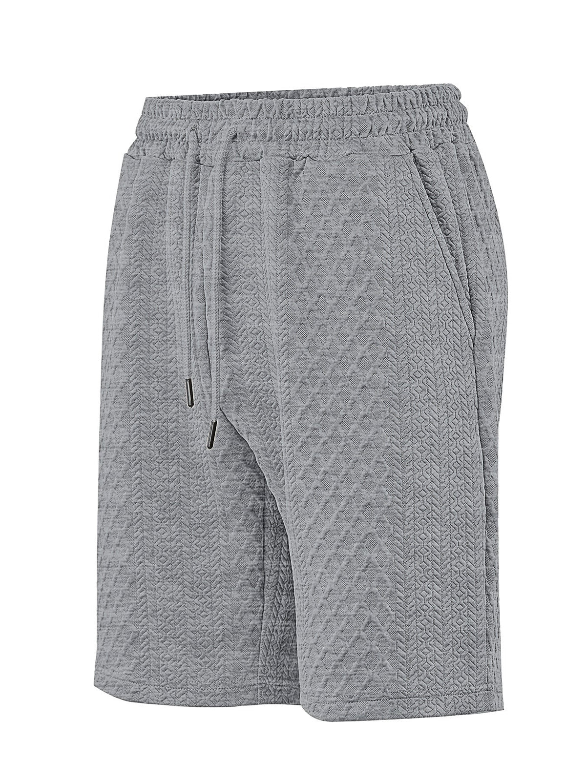 Strukturierte Herren-Loungeshorts mit elastischem Bund, Kordelzug und Seitentaschen