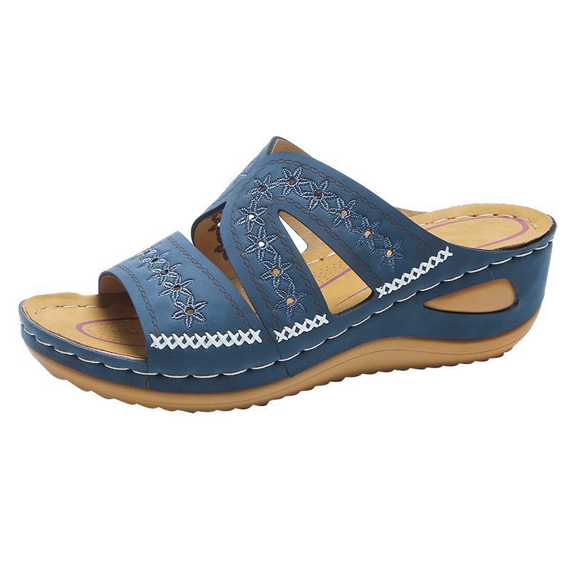 Damen bequeme Sandalen mit ergonomischer Fußbett und modischem Blumenmuster EB