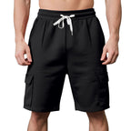 Elastische Cargo-Bermudashorts für Herren mit Kordelzug und Taschen