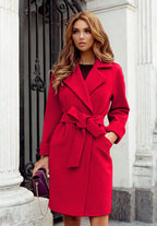 Damen eleganter Trenchcoat mit Gürtel und Taschen EB